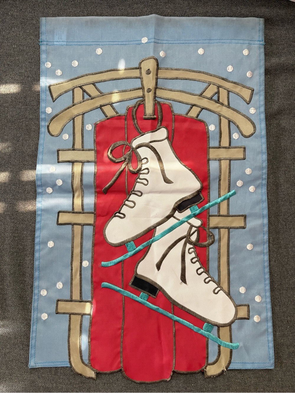 Winter Sled & Ice Skates Small Flag